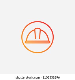 Outline worker hat icon,gradient illustration,vector construction sign symbol