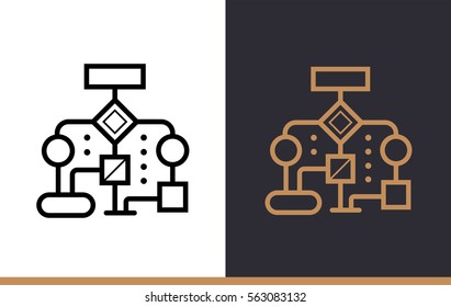 Outline workflow icon for startup business. Vector line icons suitable for info graphics, print media and interfaces