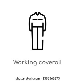 outline working coverall vector icon. isolated black simple line element illustration from fashion concept. editable vector stroke working coverall icon on white background