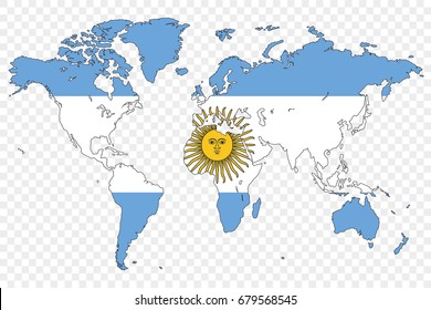 An Outline of the World with the Flag of Argentina