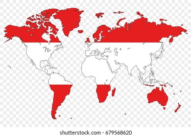 An Outline of the World with the Flag of Austria