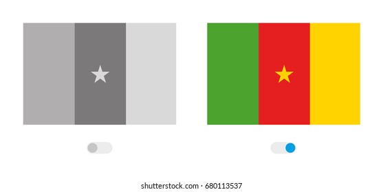 An Outline of the World with the Flag of  Cameroon