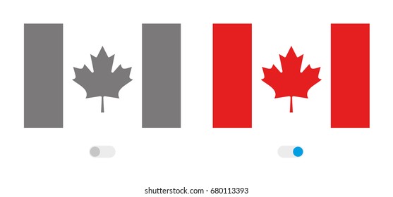 An Outline of the World with the Flag of  Canada