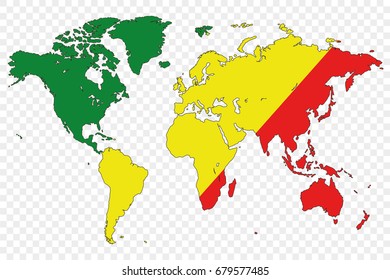 An Outline of the World with the Flag of Congo