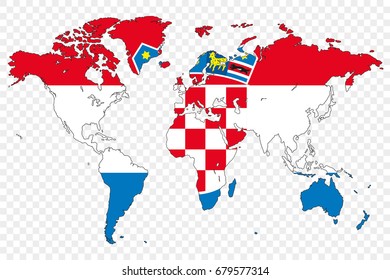 An Outline of the World with the Flag of Croatia