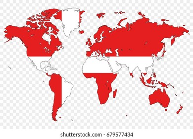 An Outline of the World with the Flag of Denmark