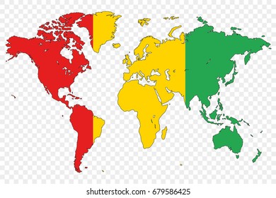 An Outline of the World with the Flag of Guinea