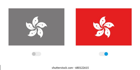 An Outline of the World with the Flag of  Hong Kong