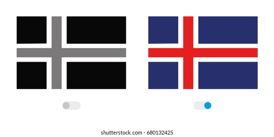 An Outline of the World with the Flag of  Iceland