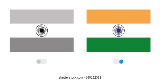 An Outline of the World with the Flag of  India