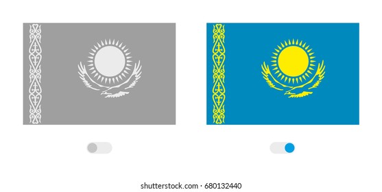 An Outline of the World with the Flag of  Kazakstan