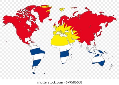 An Outline of the World with the Flag of Kiribati