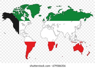 An Outline of the World with the Flag of Kuwait