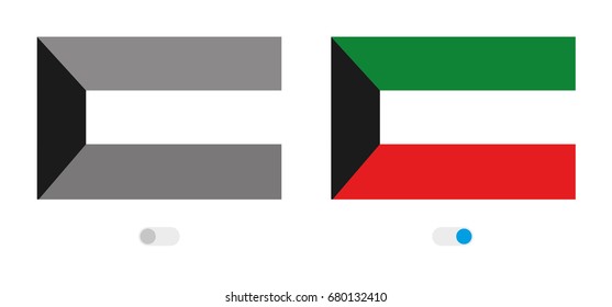 An Outline of the World with the Flag of  Kuwait