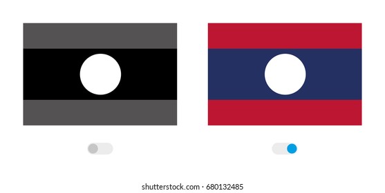 An Outline of the World with the Flag of Laos