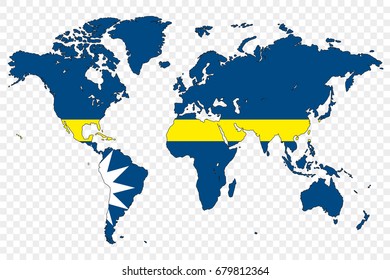 An Outline of the World with the Flag of Nauru