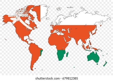 An Outline of the World with the Flag of Oman