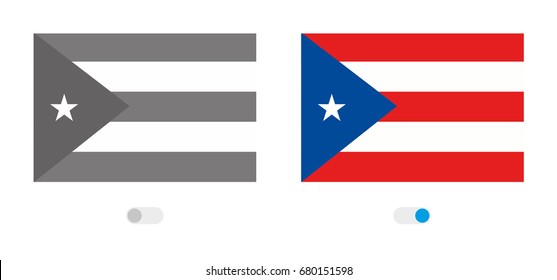 An Outline of the World with the Flag of  Puerto Rico
