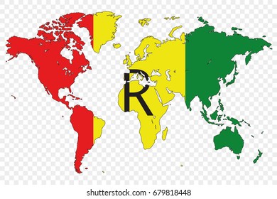 An Outline of the World with the Flag of Rawanda