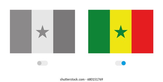 An Outline of the World with the Flag of  Senegal
