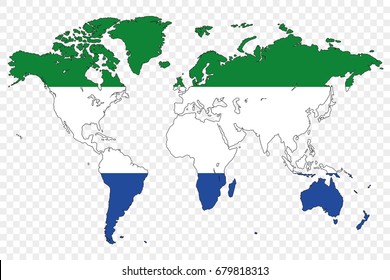 An Outline of the World with the Flag of Sierra Leone