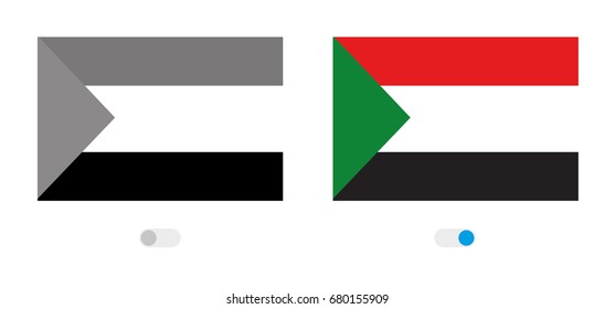 An Outline of the World with the Flag of  Sudan