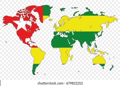 An Outline of the World with the Flag of Togo