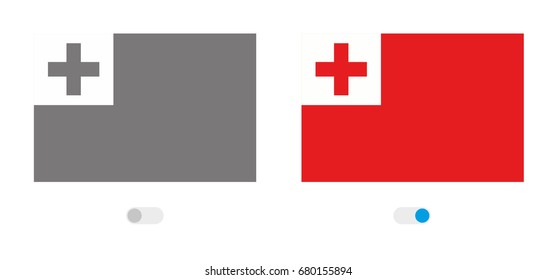 An Outline of the World with the Flag of  Tonga