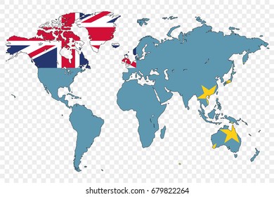 An Outline of the World with the Flag of Tuvalu