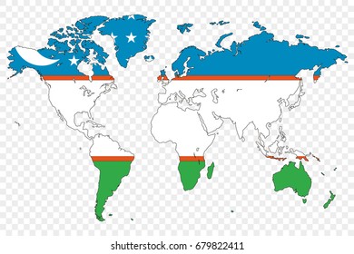 An Outline of the World with the Flag of Uzbekistan