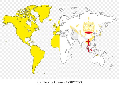 An Outline of the World with the Flag of Vatican