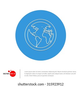 Outline World Globe Icon, Vector Illustration, Flat pictogram icon