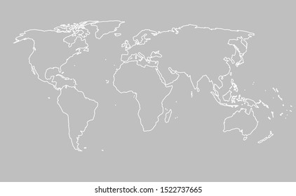Outline world map vector isolated on background. Flat Earth template for pattern, report, inphographics, banner, backdrop. World map templates, patterns. Global worldwide travel trip.
