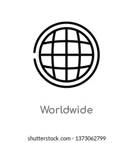 outline worldwide vector icon. isolated black simple line element illustration from delivery and logistic concept. editable vector stroke worldwide icon on white background