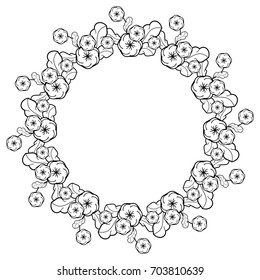 Outline Wreath Contour Flowers Coloring Book Stock Vector (royalty Free 