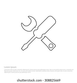 Outline Wrench hammer Icon, Vector Illustration, Flat pictogram icon