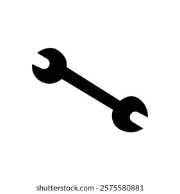 Outline wrench line icon in black. Repairs concept or illustration, tool sign symbol. Trendy flat style isolated logo for app, graphic design, infographic, web