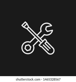 Outline wrench vector icon. Wrench illustration for web, mobile apps, design. Wrench vector symbol.