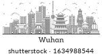 Outline Wuhan China City Skyline with Modern Buildings Isolated on White. Vector Illustration. Wuhan Cityscape with Landmarks.