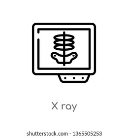 outline x ray vector icon. isolated black simple line element illustration from medical concept. editable vector stroke x ray icon on white background