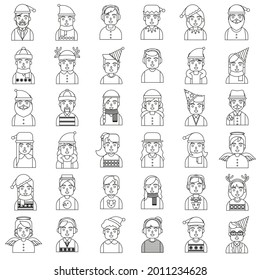 outline of Xmas avatars with multiple personality children