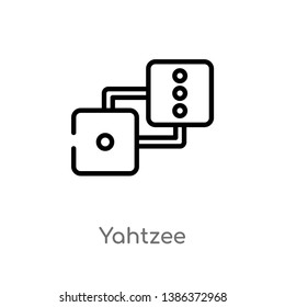 outline yahtzee vector icon. isolated black simple line element illustration from entertainment concept. editable vector stroke yahtzee icon on white background