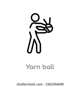 outline yarn ball vector icon. isolated black simple line element illustration from outdoor activities concept. editable vector stroke yarn ball icon on white background