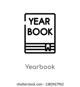 outline yearbook vector icon. isolated black simple line element illustration from general concept. editable vector stroke yearbook icon on white background