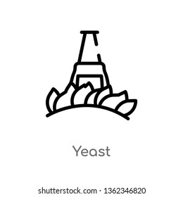 outline yeast vector icon. isolated black simple line element illustration from alcohol concept. editable vector stroke yeast icon on white background