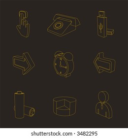 outline yellow 3D icon set 03