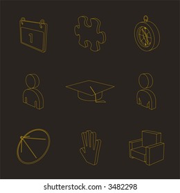 outline yellow 3D icon set 05