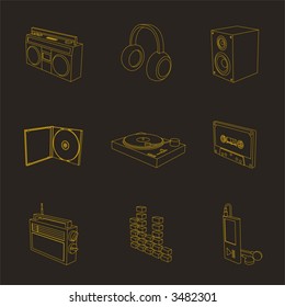 outline yellow 3D icon set 07