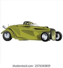 Outline yellow racing car, isolated on a black background, for t-shirt design, print, and for business, purposes.