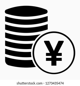 Outline yen stack coins pixel perfect vector icon